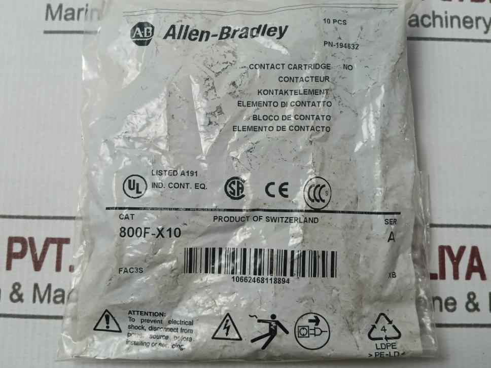 Lot Of 6X Allen-bradley 800F-x10 Contact Cartridge 10A Ac-15/Dc-13