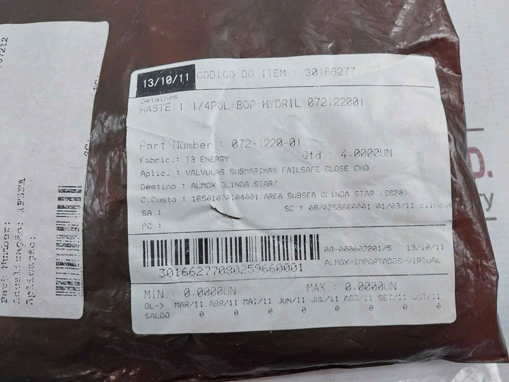 Lot Of 6X Hydril 072-1220-01 Packing Stem Seal 1.25