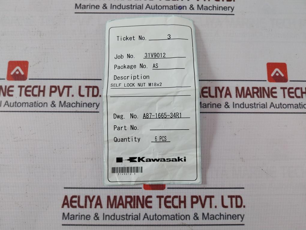 Lot Of 6X Kawasaki A87-1665-34 Self Lock Nut M18X2 For H.P/L.P Flexible Coupling