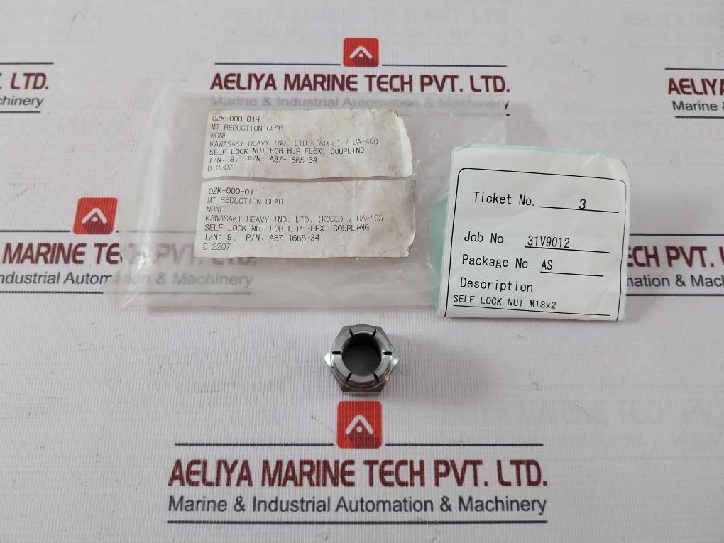 Lot Of 6X Kawasaki A87-1665-34 Self Lock Nut M18X2 For H.P/L.P Flexible Coupling