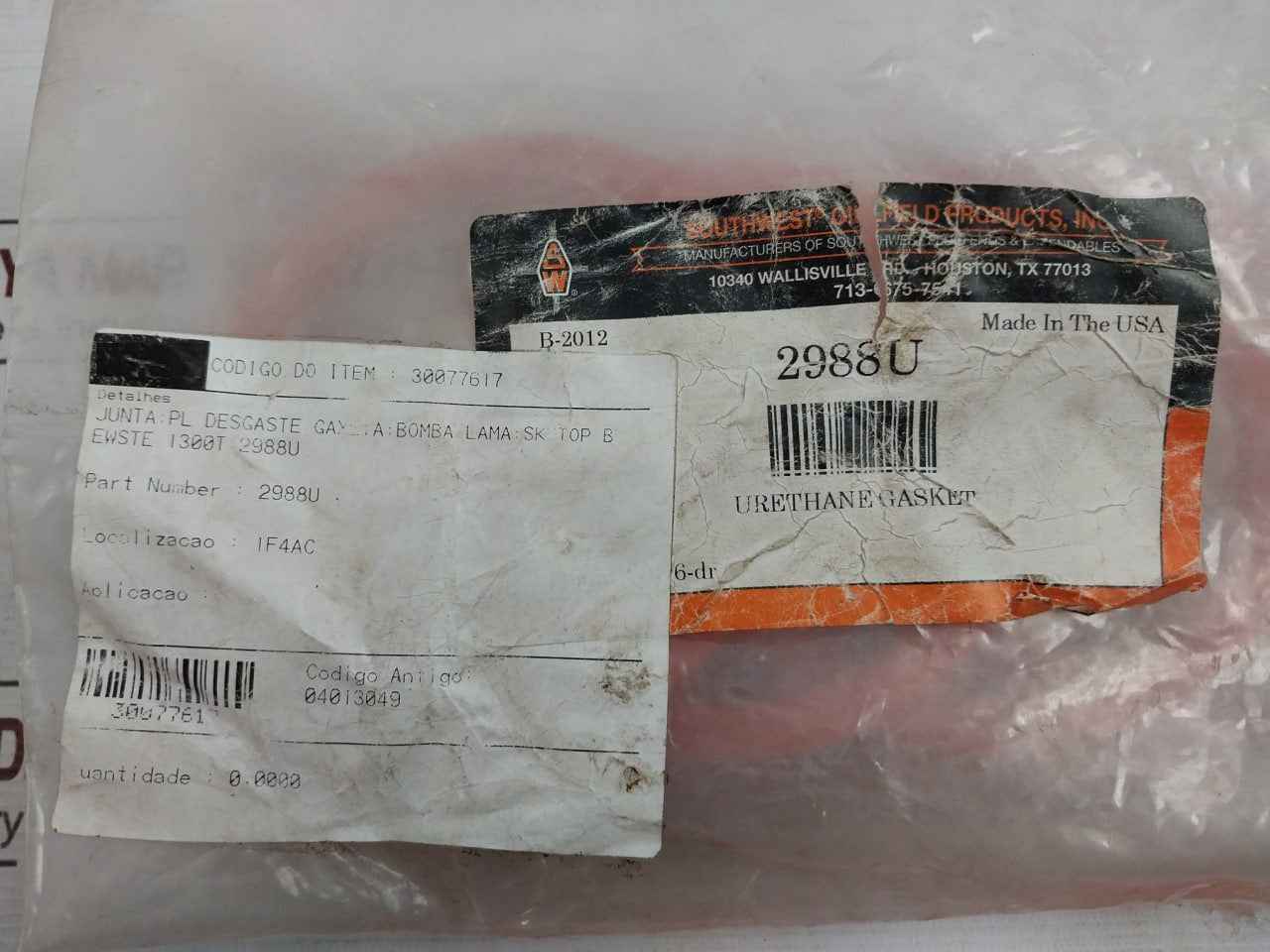 Lot Of 6X Southwest 2988U Urethane Gasket