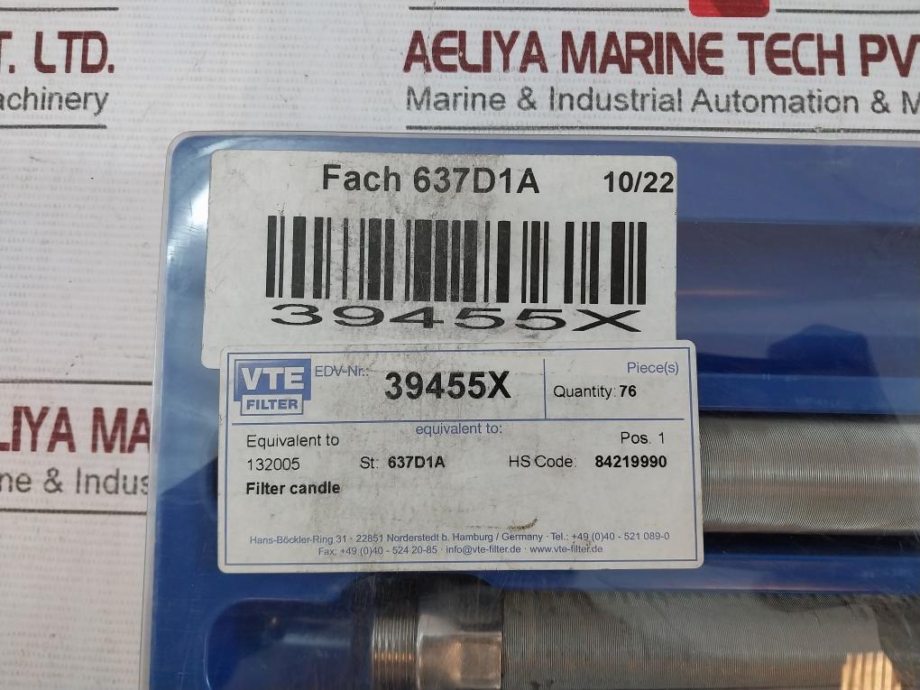 Lot Of 6X Vte Filter 39455X Candle Filter Element 637D1A