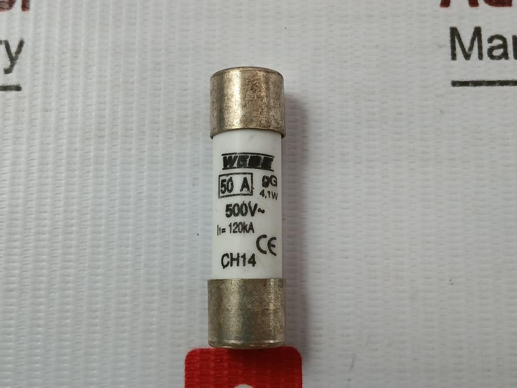 Lot Of 6X Webe Cylindrical Ceramic Fuse 50A Ch14