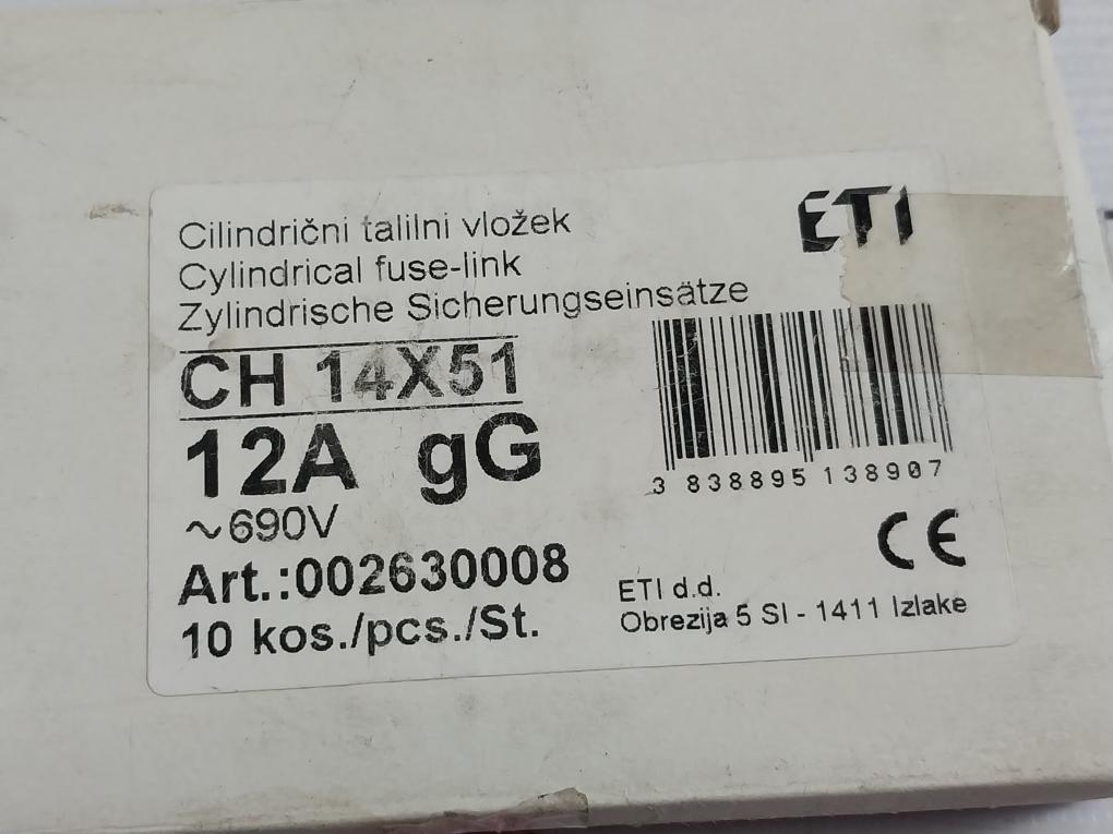 Lot of 7X ETI 002630008 Cylindrical Fuse-Link CH 14X51