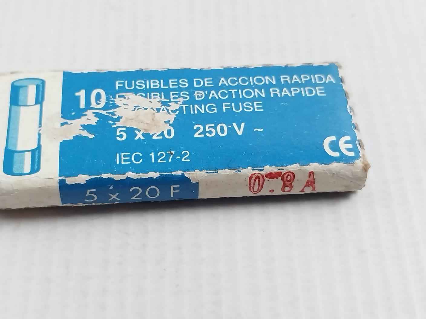 Lot Of 7x F0.8al Fast Acting Fuse 250v 0.8a