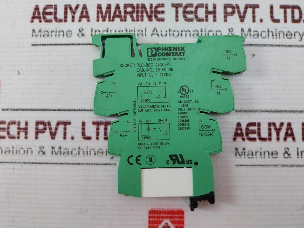 Lot Of 5X Phoenix Contact Plc-bsc-24Dc/21 Relay Base 250Vac /6A 24Vdc 2966016