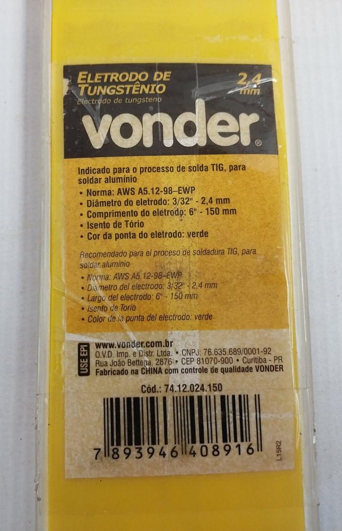 Lot of 7X VONDER 74.12.024.150 Tungsten Electrode 2.4mm x 150mm