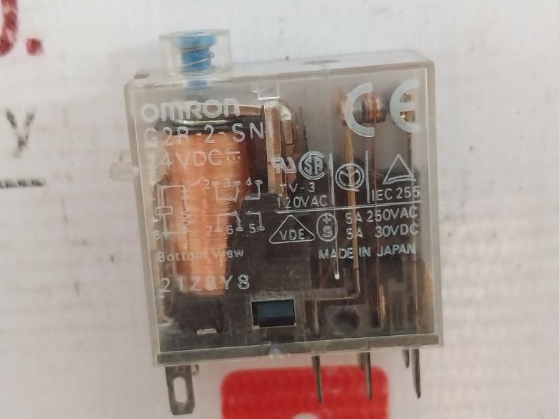 Lot Of 7X Omron G2R-2-sn Relay 24Vdc 120Vac 5A 250Vac 30Vdc