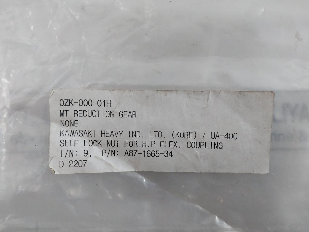 Lot Of 8X Kawasaki A87-1665-34 Self Lock Nut For H.P Flexible Coupling