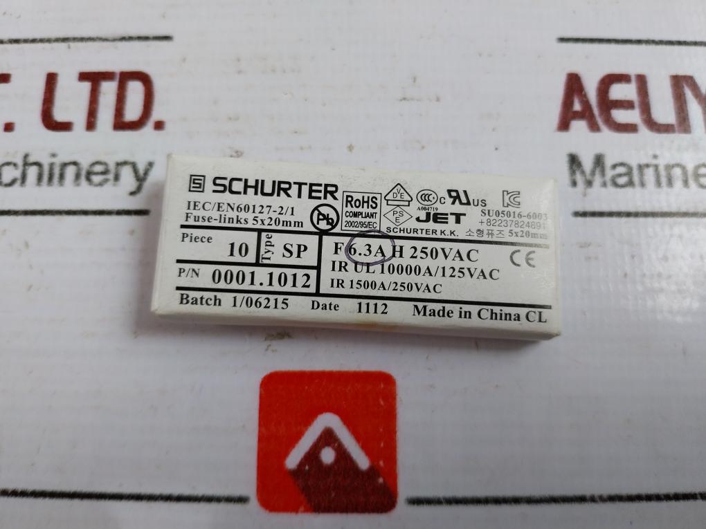 Lot Of 8x Schurter 0001.1012 Cartridge Fuse 6.3a 250vac