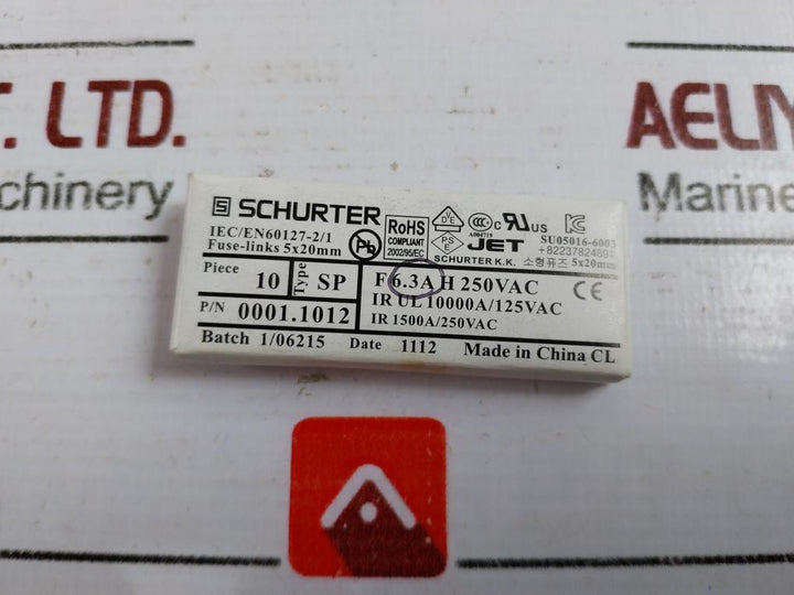 Lot of 8X Schurter 0001.1012 Cartridge Fuse 6.3A 250VAC