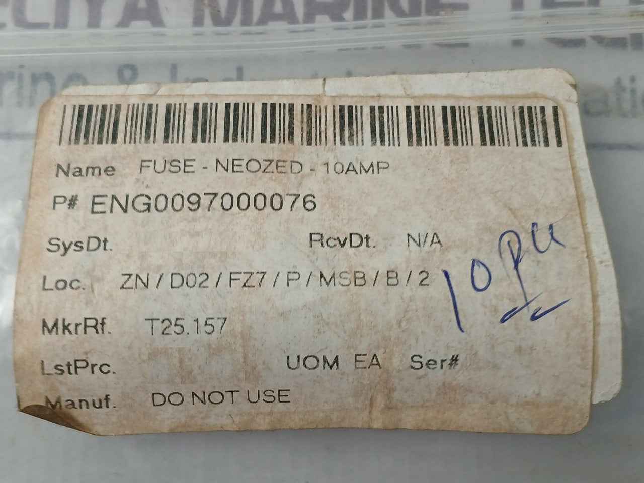 Lot Of 9X Lindner 10A Gl Fuse-neozed 380/250-