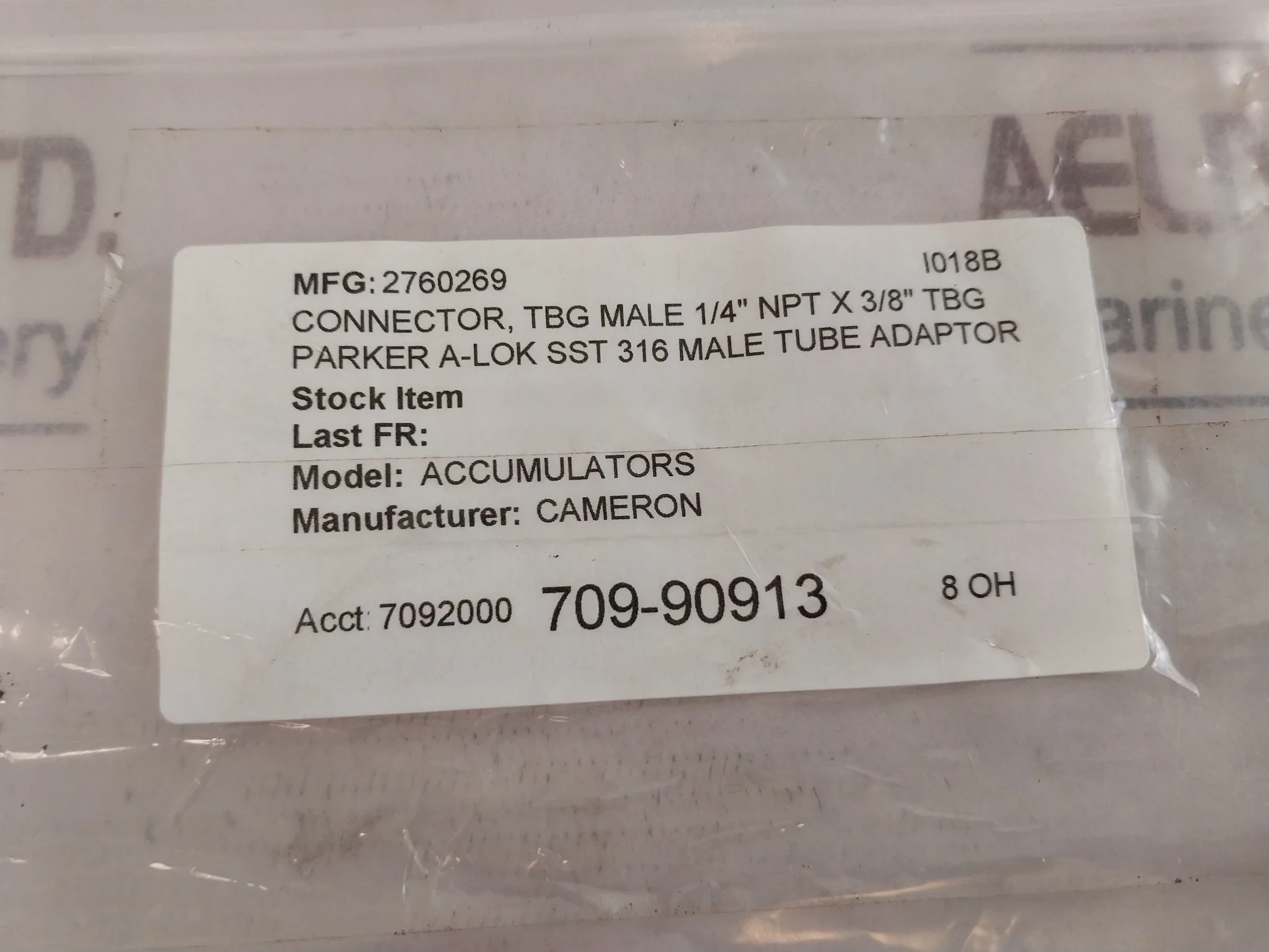 Lot Of 9X Parker Pmi Pc-1/4 Fitting Connector Stainless Steel