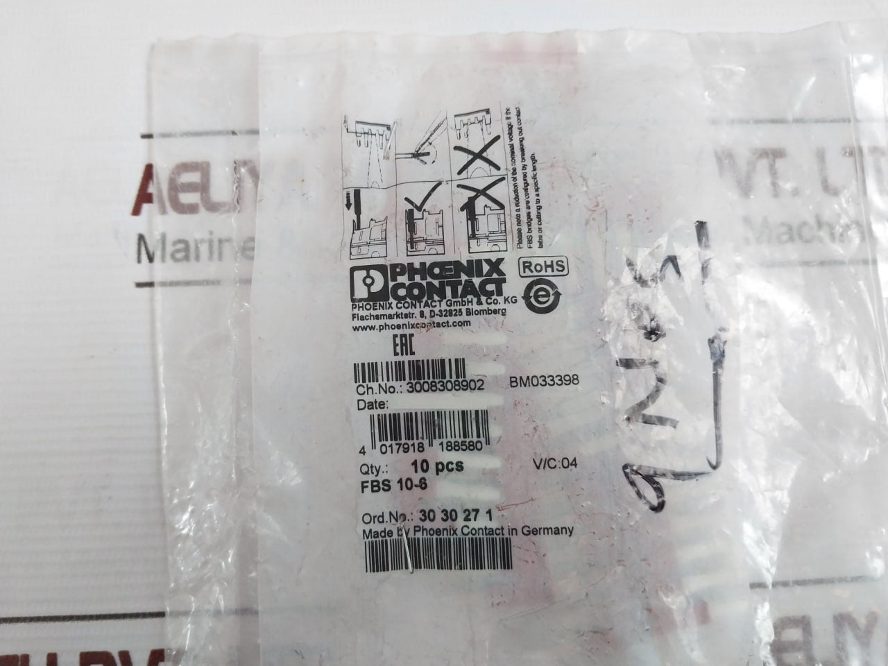 Lot Of 9X Phoenix Contact Fbs 10-6 Plug-in Bridge 3008308902 Bm033398 V/C.04