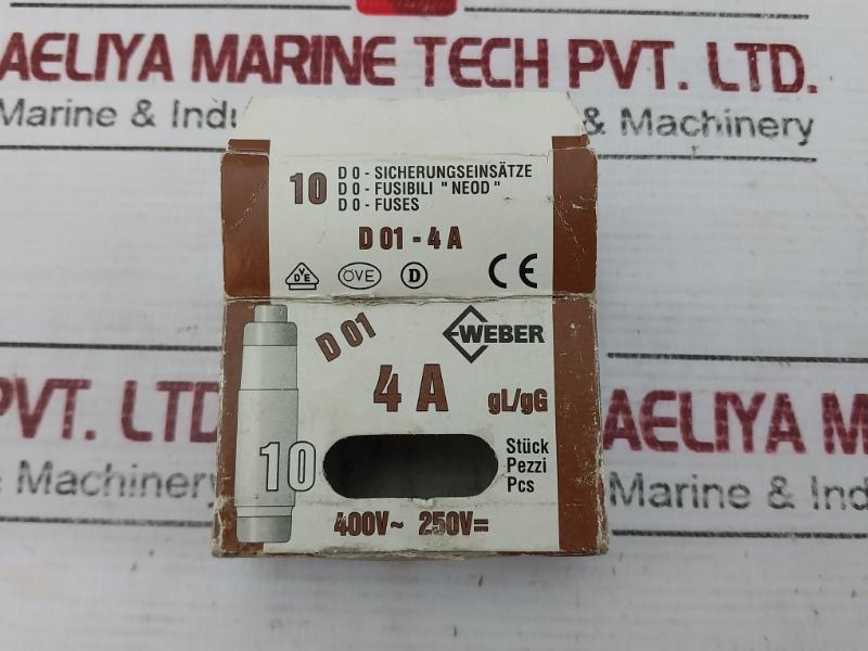 Lot Of 9X Weber D01-4A Overcurrent Protection Fuse Gl/Gg Iw 1310004