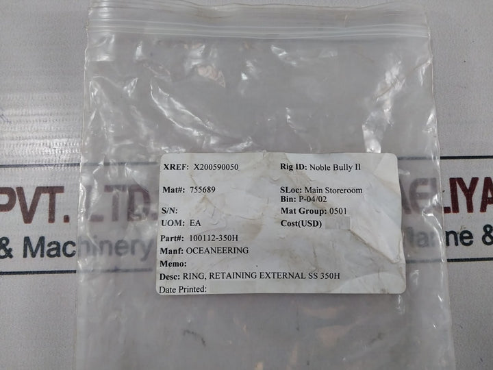 Lot of 11X Oceaneering 100112-350H Retaining Ring