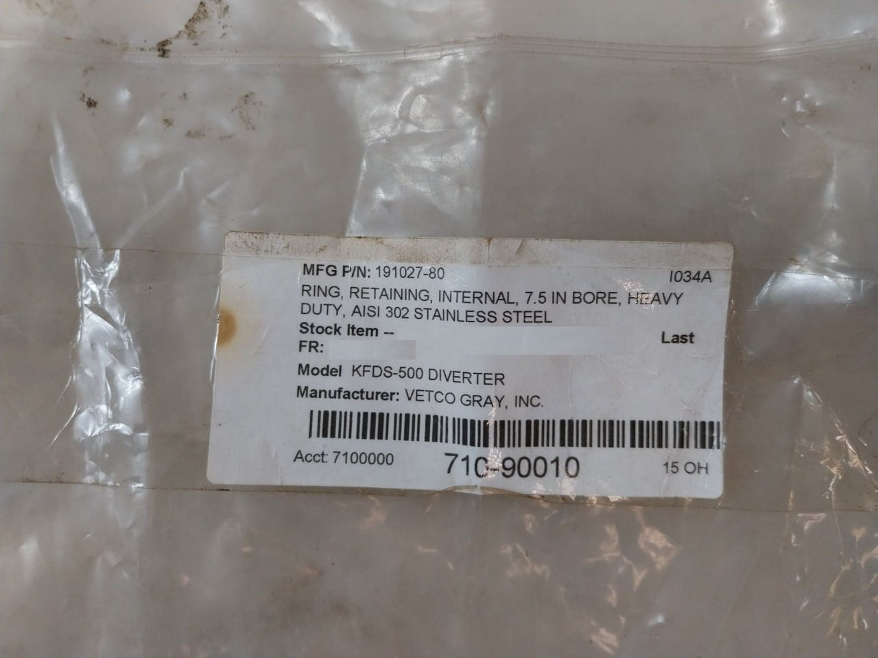 Lot Of 12X Vetco Kfds-500 Diverter Stainless Steel Heavy Duty Internal Ring