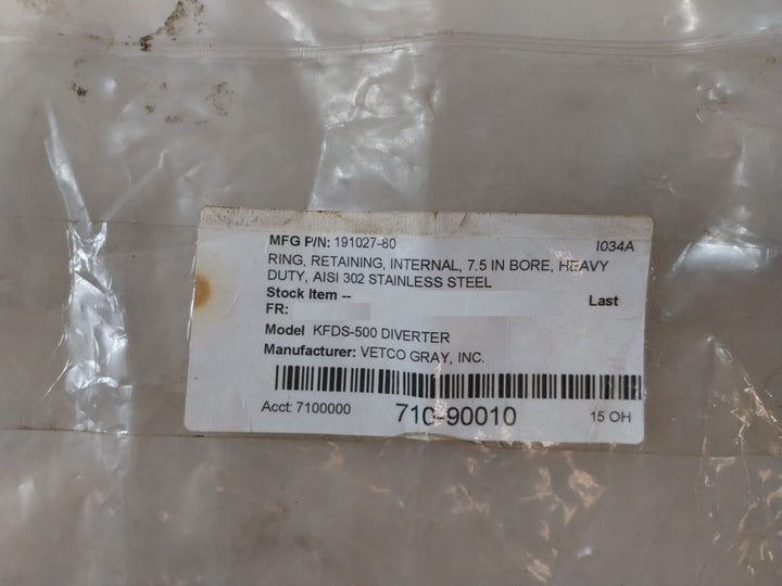 Lot of 12X VETCO KFDS-500 DIVERTER Stainless Steel Heavy Duty Internal Ring