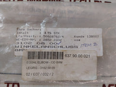 Lot Of 15X Legris 8-5/16 Elbow Connection OD 8MM