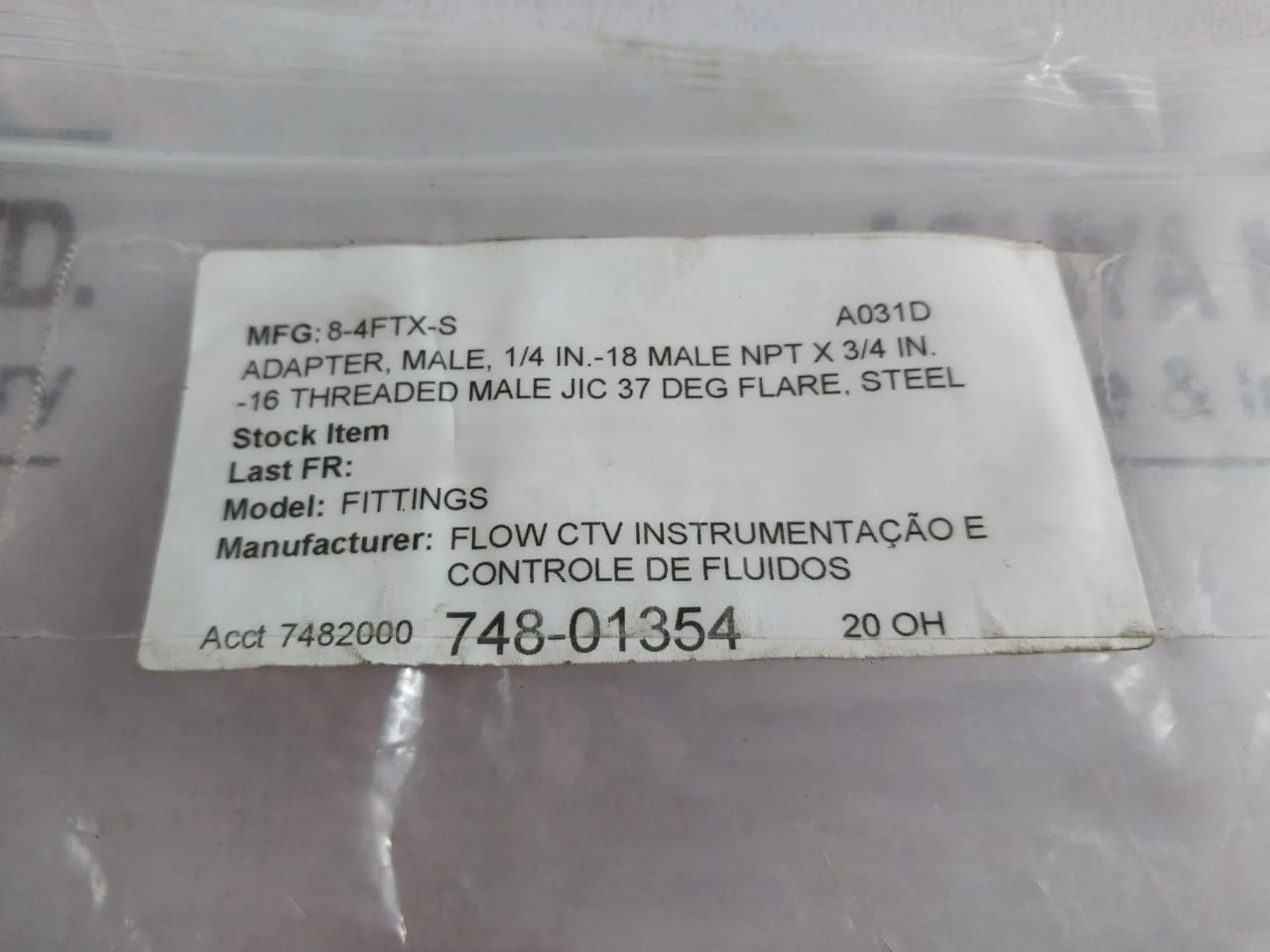 Lot Of 19X Parker 8-4 Ftx-s Threaded Hydraulic Tube Fitting