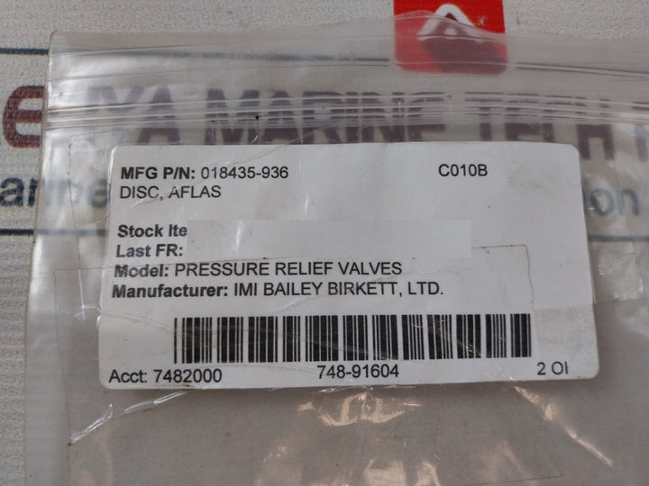 Lot of 2X IMI BAILEY BIRKETT 018435-226 Aflas Disc Pressure Relief Valve