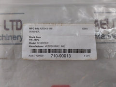 Lot of 4X Parker A20043-116 Diverter Connector Fitting Washer A-lok
