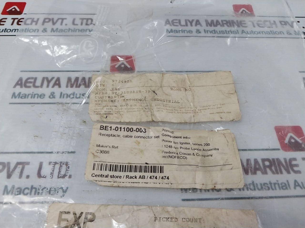 Lot of 6X AMPHENOL 97-3102A18-3P Circular Connector Receptacle 97J4921