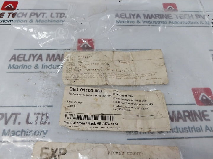 Lot of 6X AMPHENOL 97-3102A18-3P Circular Connector Receptacle 97J4921