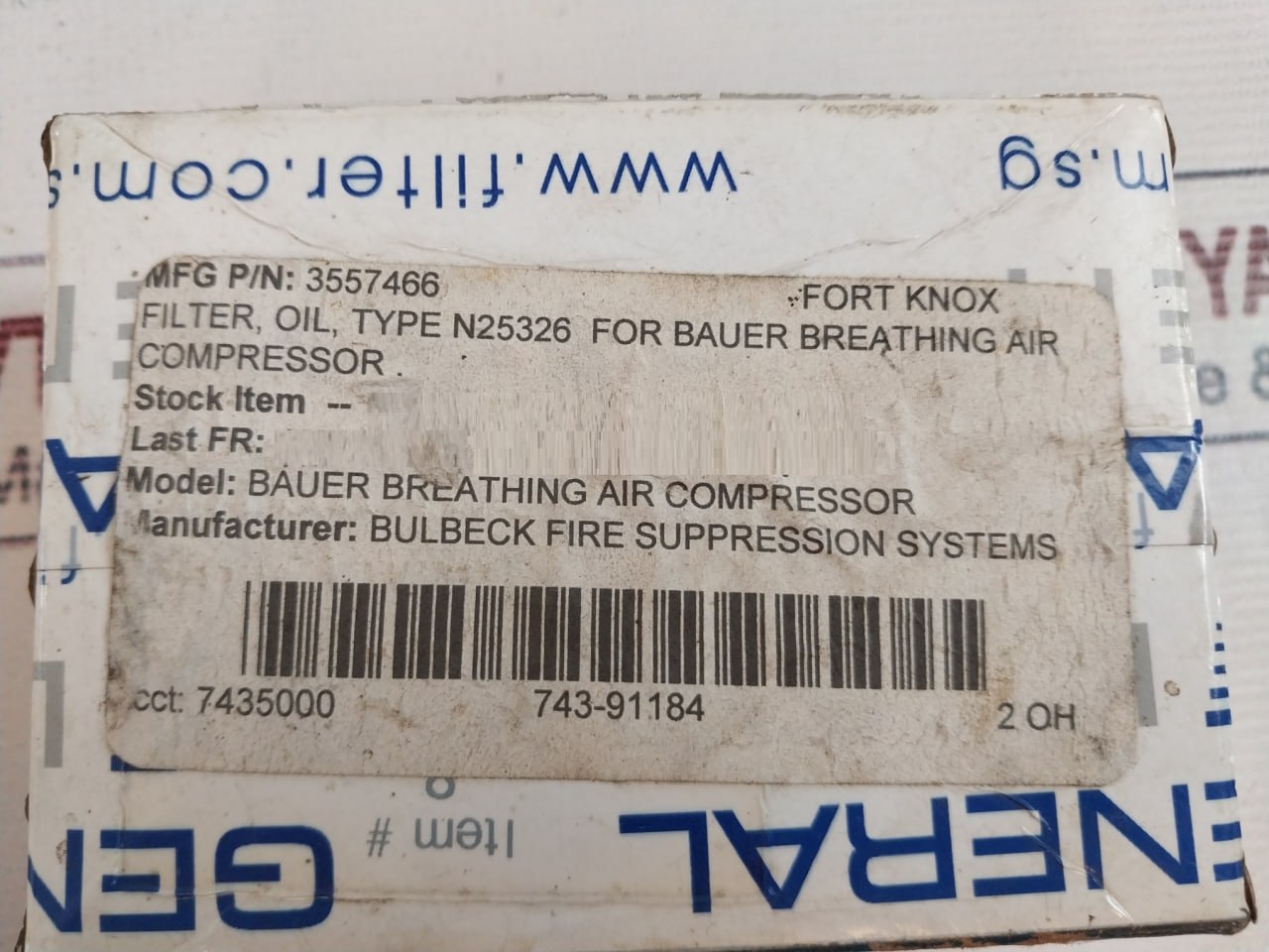 Bauer N25326 Breathing Air Compressor Filter Oil 3557466