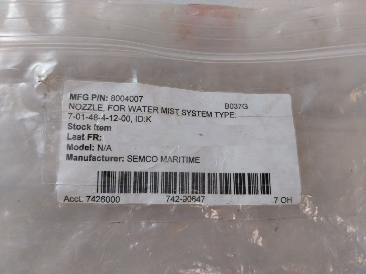 Danfoss Xwst 0.95/10-y2013-k=0.95-100-p Nozzle For Water Mist System 8004007