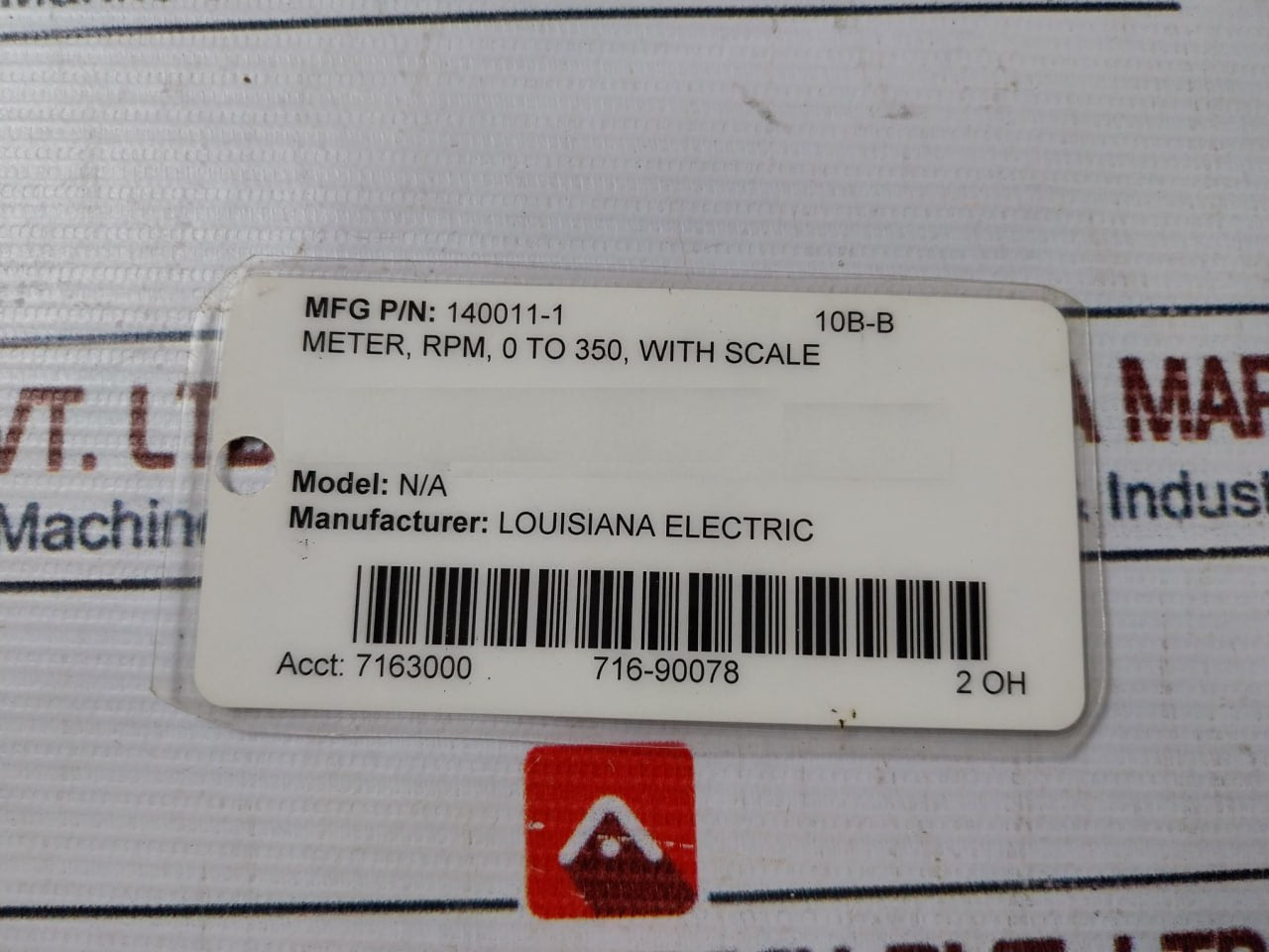 Louisiana Electric 0-350 Rpm Meter 140011-1