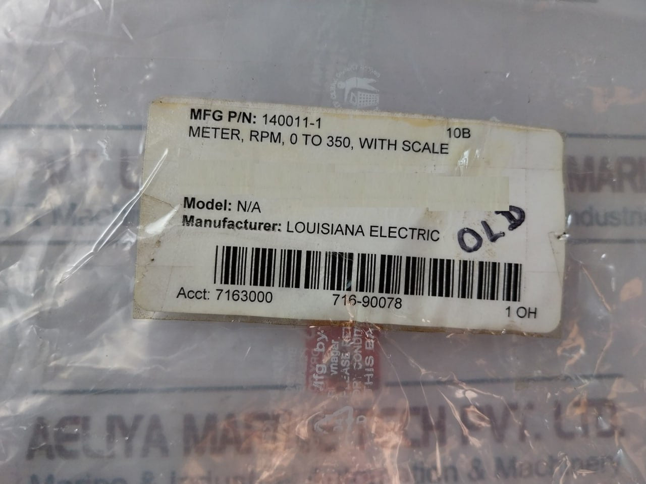 Louisiana Electric 0-350 Rpm Meter 140011-1