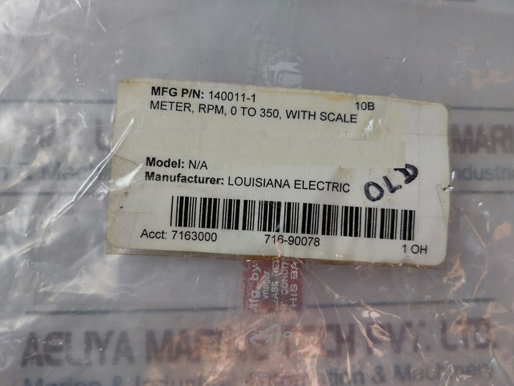 Louisiana Electric 0-350 Rpm Meter 140011-1
