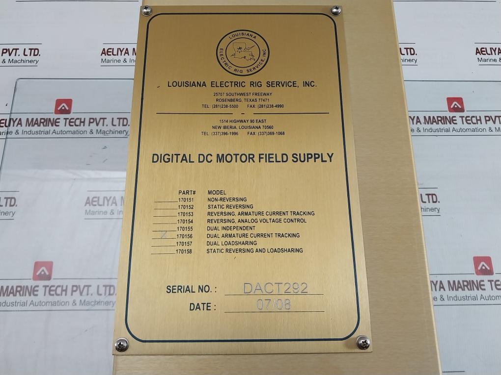Louisiana Electric 160089, 160102 Digital Dc Motor Field Supply Module 170156