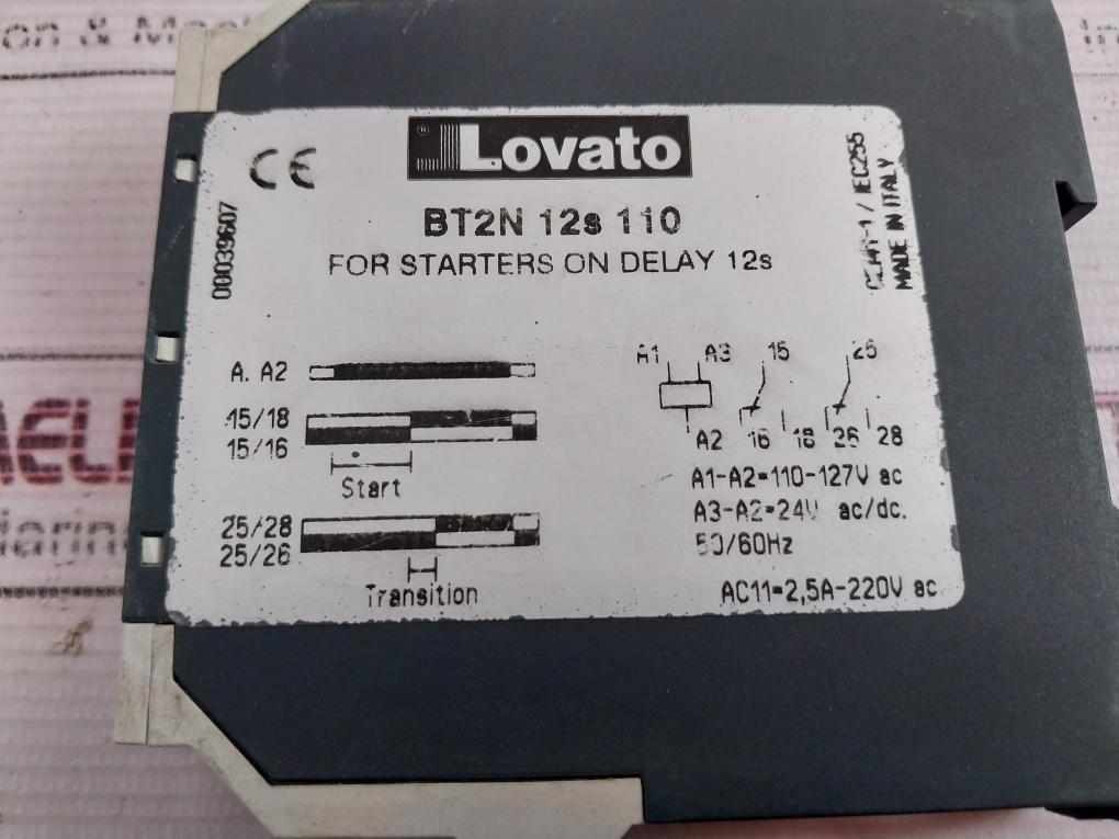 Lovato Bt2N 12S 110 Time Relay 24V Ac/Dc 50/60Hz