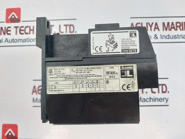 Lovato Rfa95.42/G270 Thermal Overload Relay With Mouting Base