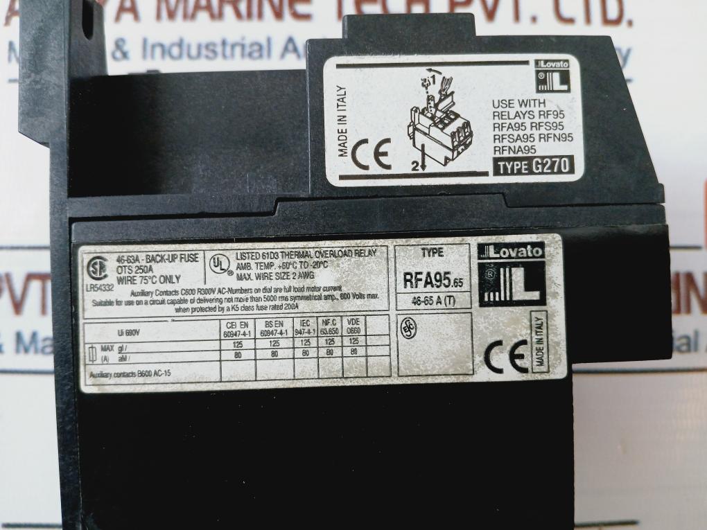 Lovato Rfa95.65/G270 Thermal Overload Relay 46-65 A (T)