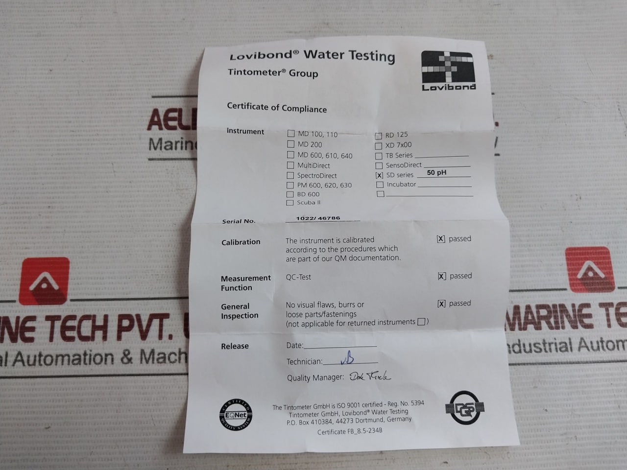 Lovibond Sd 50 Conductivity Portable Tester 50-1631492, 194800-16