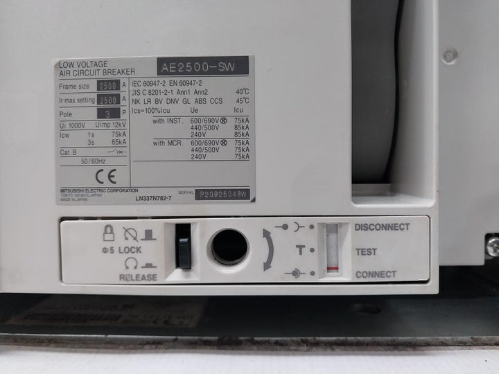 3P Low Voltage Air Circuit Breaker Ae2500-sw Mitsubishi 100-120Vac 50/60Hz