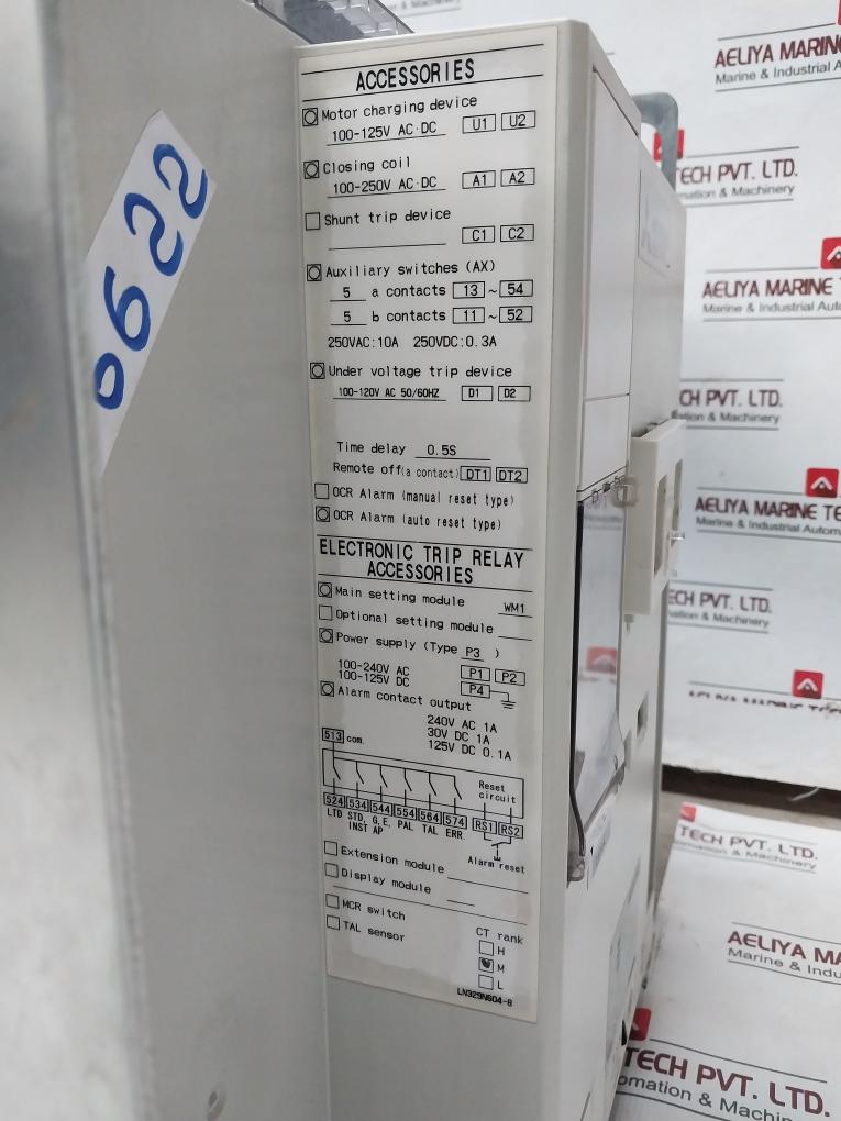 3P Low Voltage Air Circuit Breaker Ae2500-sw Mitsubishi 100-120Vac 50/60Hz
