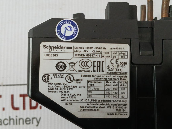 Lrd3363 Thermal Overload Relay 690V-50/60Hz Schneider Electric