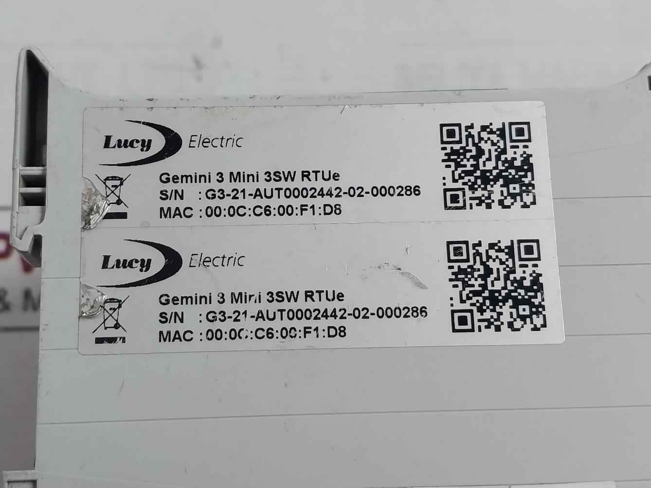 Lucy Electric Gemini 3 Mini 3Sw Rtue Remote Terminal Unit (Rtu) 18-60 Vdc