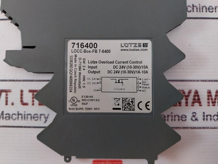 Luetze 716400 Overload Current Control Input Dc 24V (10-30V) / 10A
