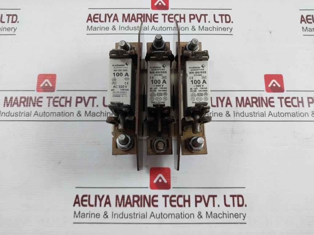 M.Schneider Nh-00/000 Eurofuse Holder W/ Fuses Gl-gg 120Ka Ac500V Vde0636/2