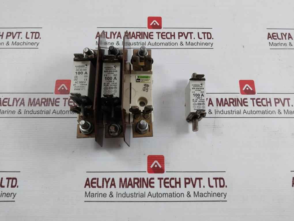 M.Schneider Nh-00/000 Eurofuse Holder W/ Fuses Gl-gg 120Ka Ac500V Vde0636/2