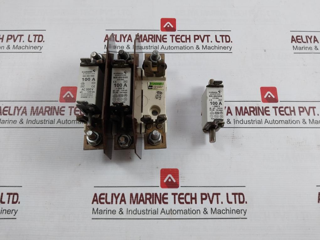 M.Schneider Nh-00/000 Eurofuse Holder W/ Fuses Gl-gg 120Ka Ac500V Vde0636/2