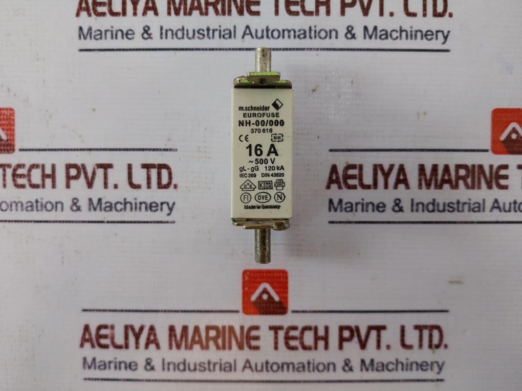 M.schneider Nh-00/000 Euro Fuse 16a 500v Gl-gg 120 Ka
