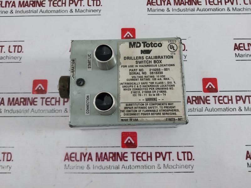 M/D Totco 219255-001 Drillers Calibration Switch Box With Led 10Vdc