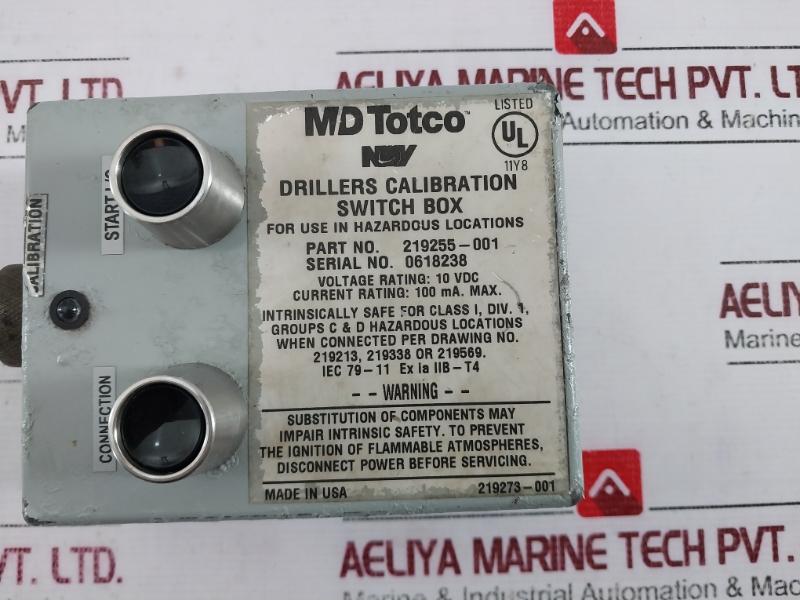 M/D Totco 219255-001 Drillers Calibration Switch Box With Led 10Vdc