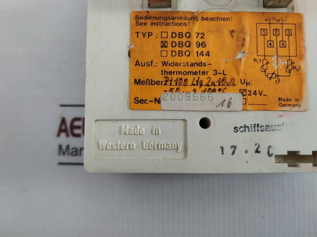 M&W Dbq 96 Analog Temperature Indicator Celsius 24V Pt100 Lt9 2X10Ω